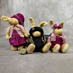 Boyd's Bears Easter Bunny Rabbits Set of 3 Plush Girly Cottagecore Plush Animals